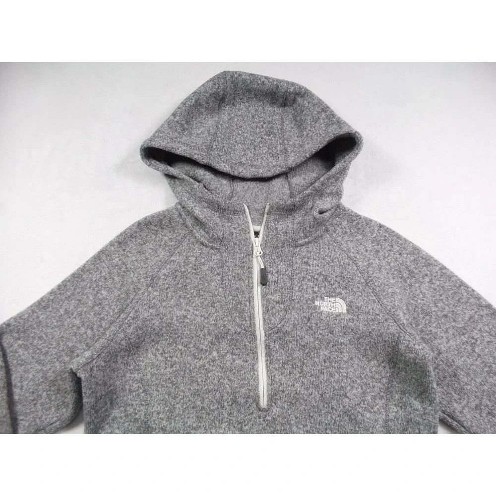 The North Face Sweatshirt Womens Size Small Gray Hooded TKA Glacier Half Zip - Picture 3 of 12